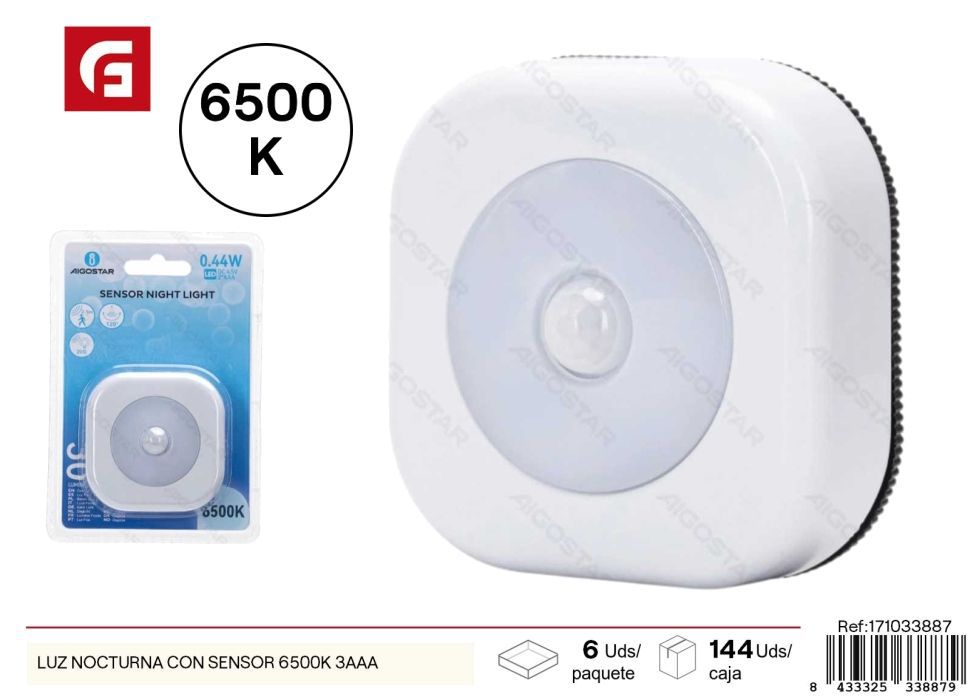 Luz nocturna con sensor 6500K 3AAA - Iluminación auxiliar