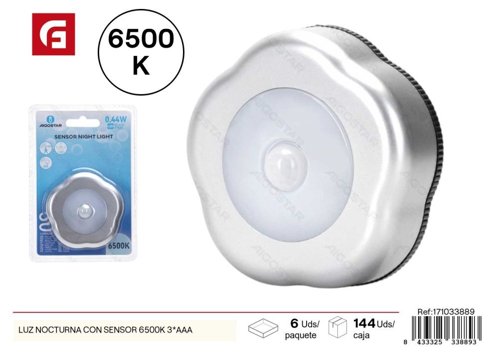 Luz nocturna con sensor 6500K 3*AAA - Iluminación nocturna para el hogar