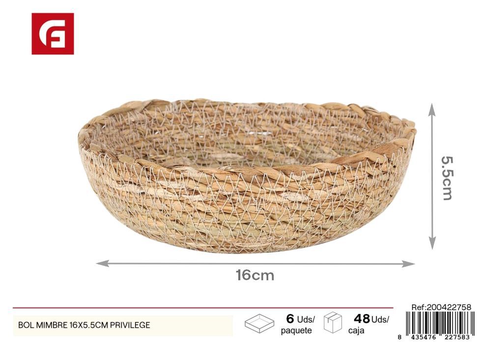 Bol de mimbre 16x5.5 cm de la serie Privilege - Cestitas decorativas