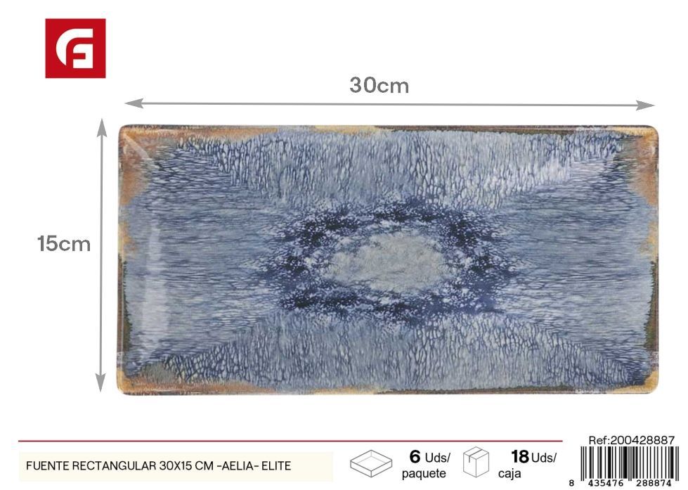 Fuente rectangular 30x15 cm (serie Aelia) - Vajilla decorativa