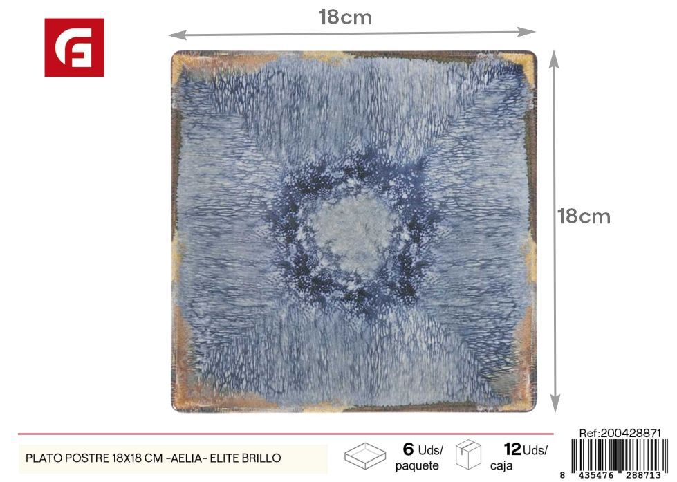 Plato postre 18x18 cm brillo (serie Aelia) - Vajilla decorativa