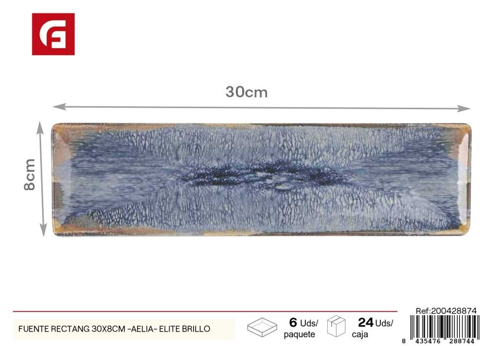 Fuente rectangular 30x8 cm brillo (serie Aelia) - Vajilla decorativa
