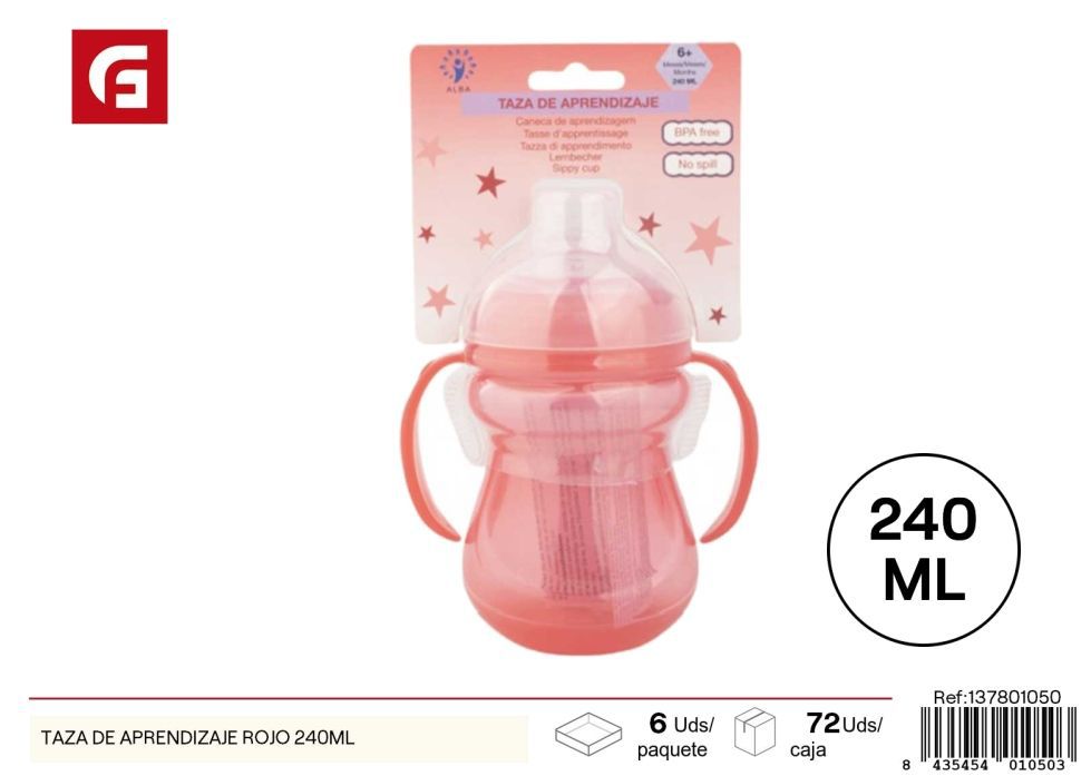 Taza de aprendizaje rojo 240 ml - Artículos para bebés