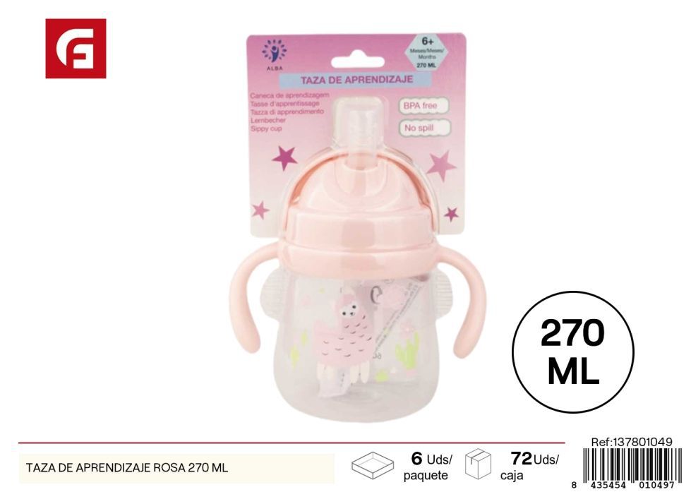 Taza de aprendizaje rosa 270 ml - Artículos para bebés