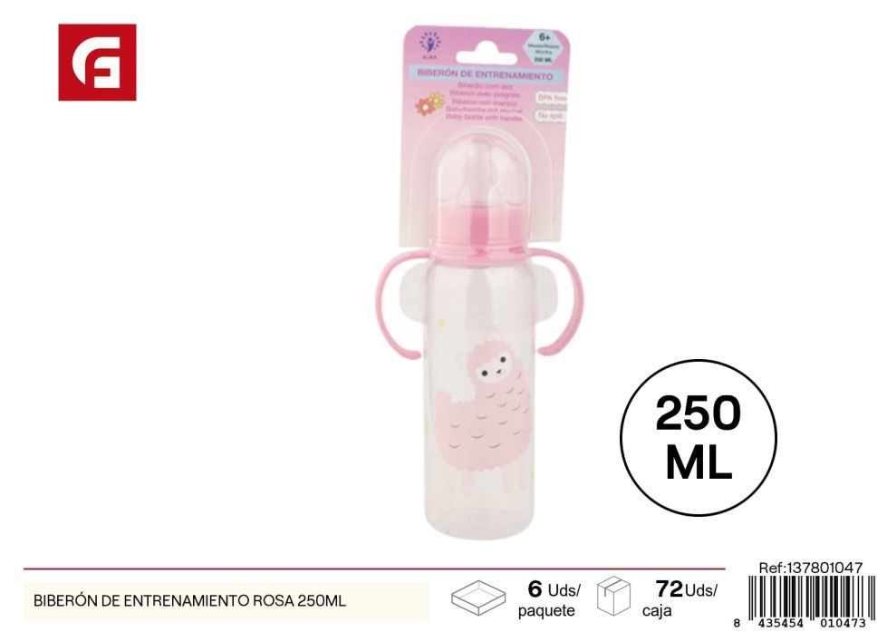 Biberón de entrenamiento rosa de 250 ml - Accesorios de alimentación para bebés