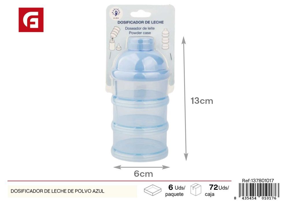 Dosificador de leche en polvo azul - Utensilios para bebés y alimentación