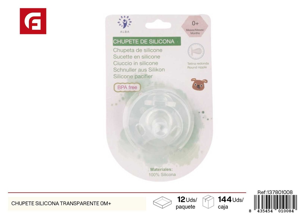 Chupete de silicona transparente para cero meses - Accesorios para bebés