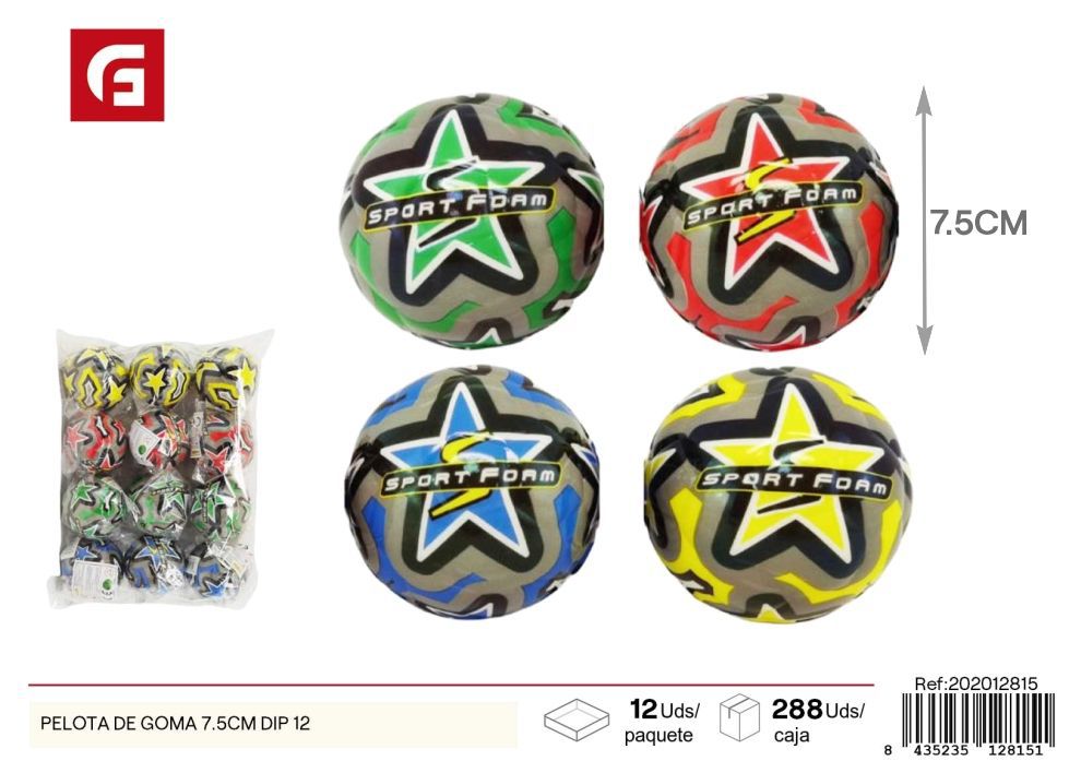Pelota de goma 7.5 cm pack de 12 - Juguetes y juegos
