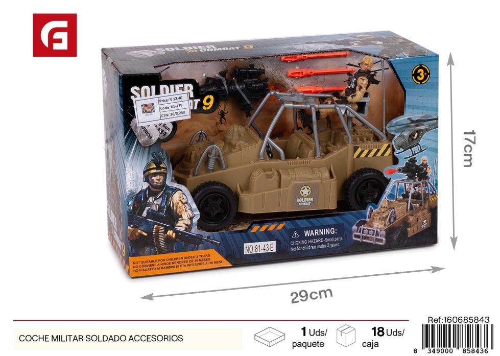 Coche militar con soldado y accesorios - Juguetes y vehículos