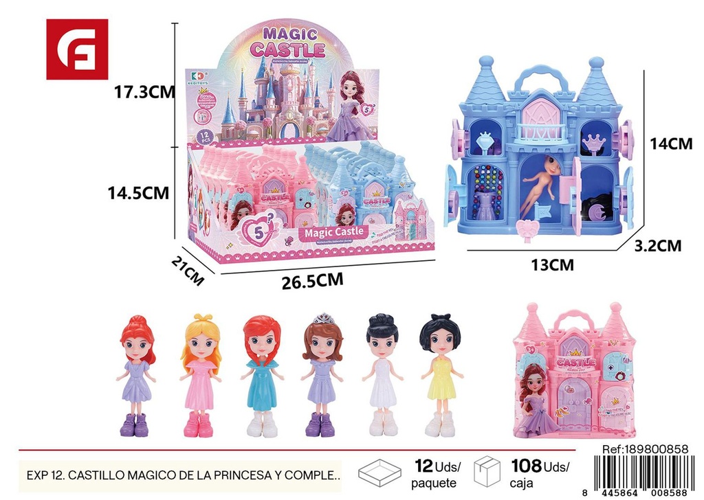 Pack de 12 muñecas con castillo mágico - Juguetes y muñecas