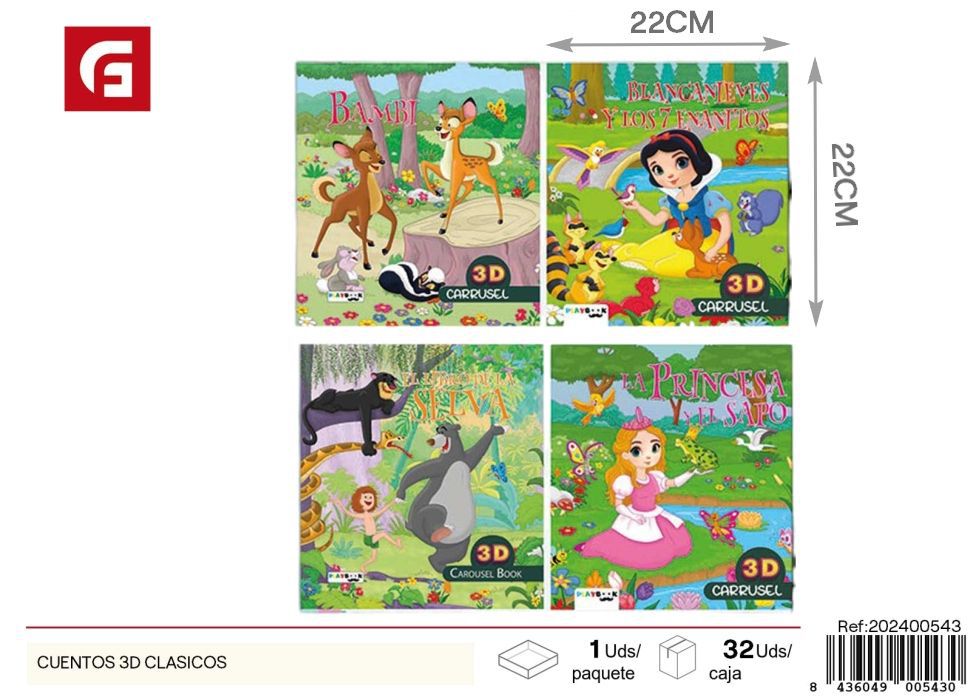 Libros de cuentos 3D clásicos - Material escolar y cuentos infantiles