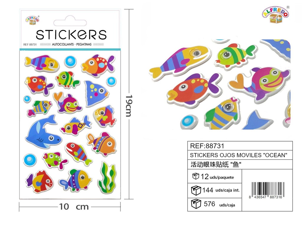 Stickers ojos móviles "Océano" 10x19 cm