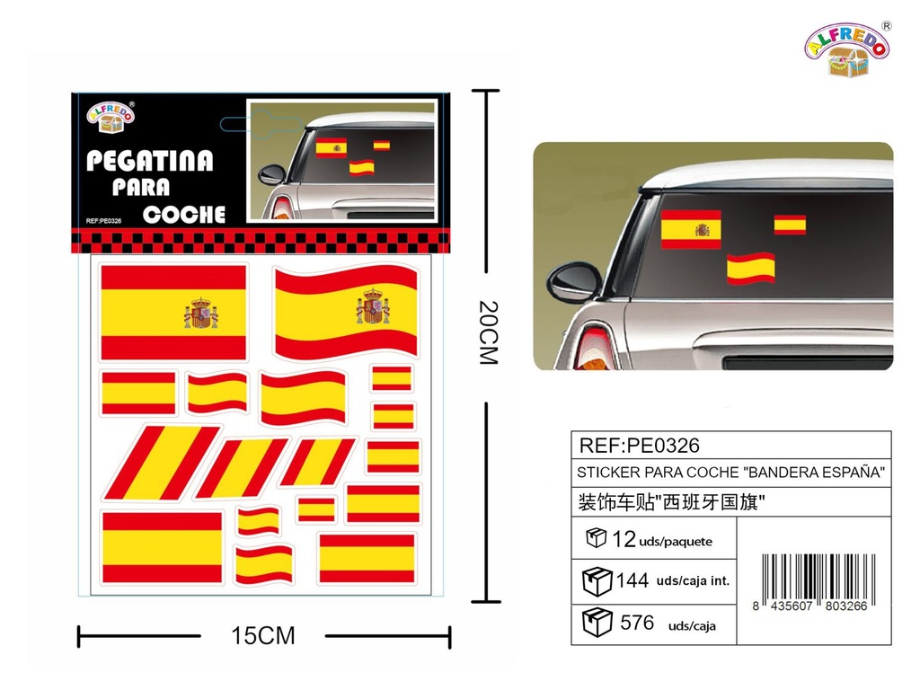 Stickers para coche "Bandera España" 15x20 cm