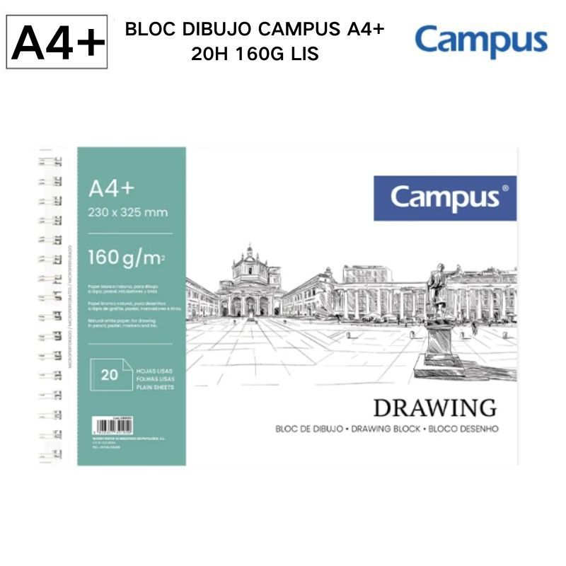 BLOC DIBUJO CAMPUS A4+ 20H 160G LIS - Libreta especializada para proyectos artísticos