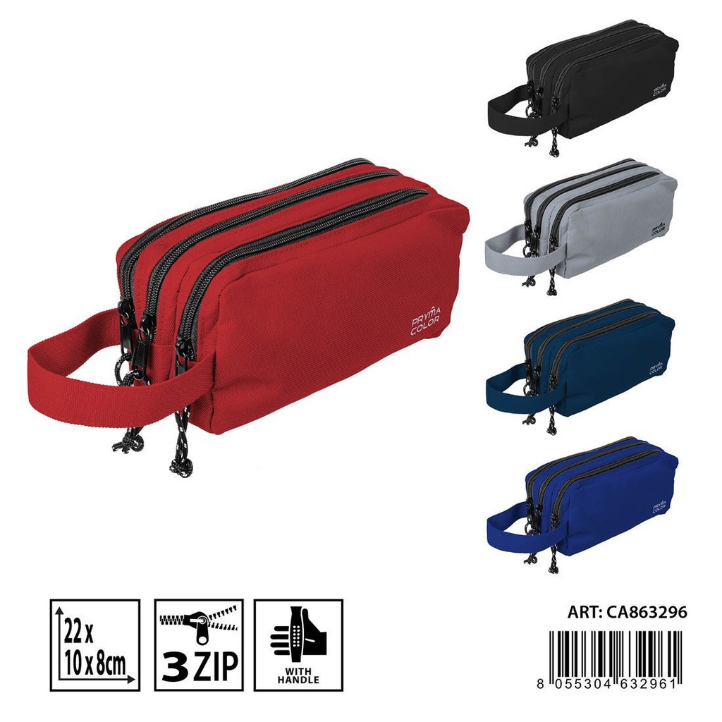 Funda de lápices 3 zip con asa 22x10x8 cm - Accesorios escolares
