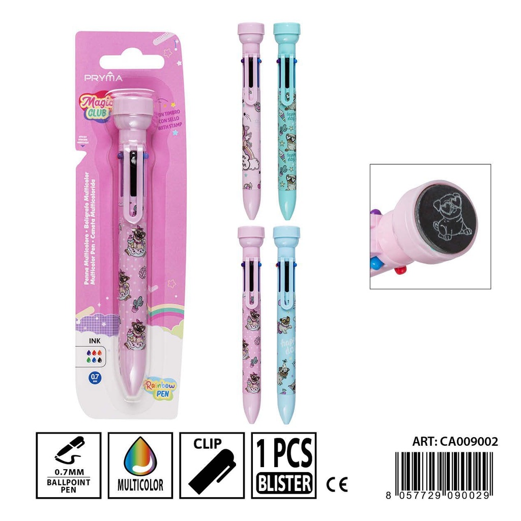 Bolígrafo multicolor 6 en 1 con sello 0.7 mm - Herramientas de escritura