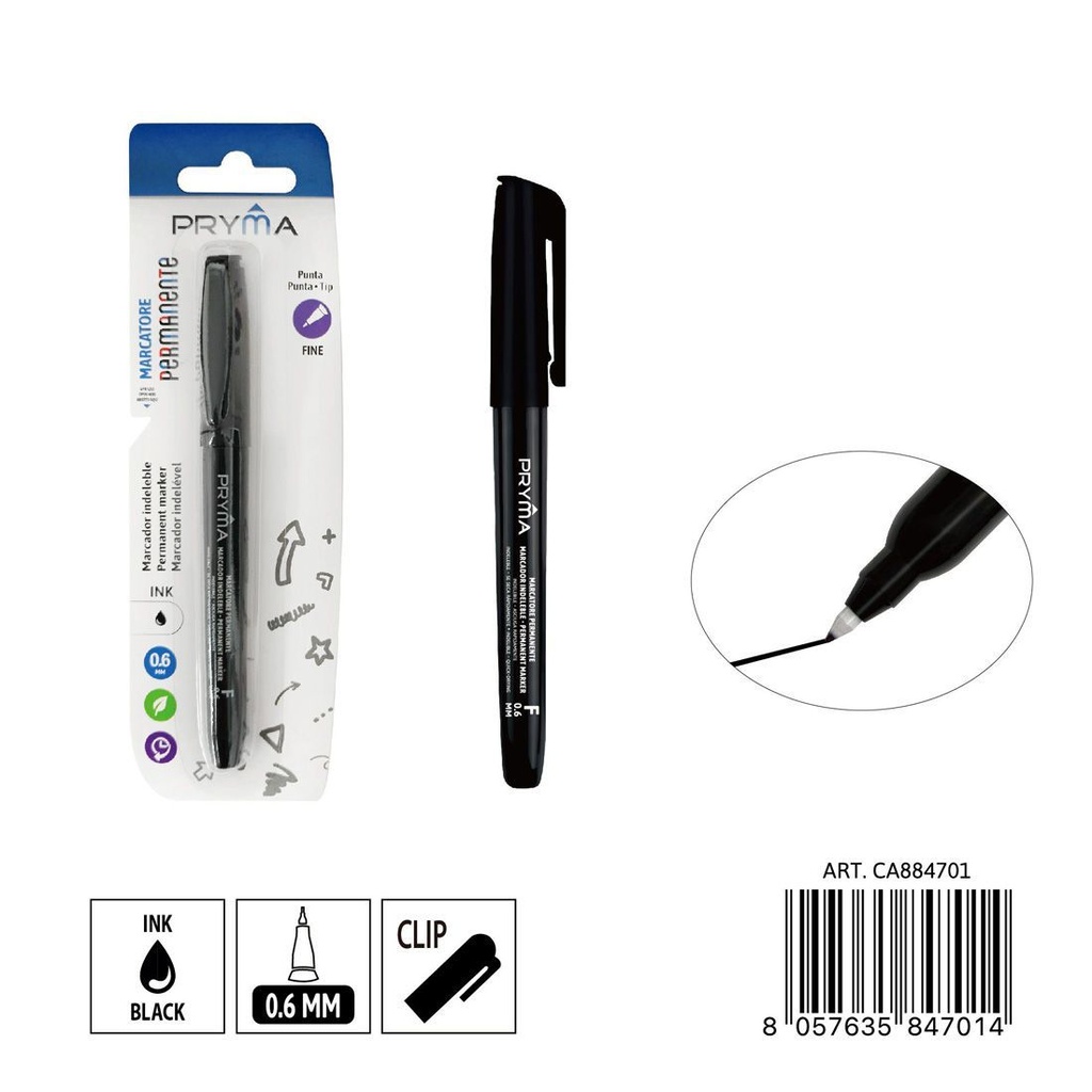 Marcador permanente punta F 0.6 mm negro 3 pz - Utensilios de escritura