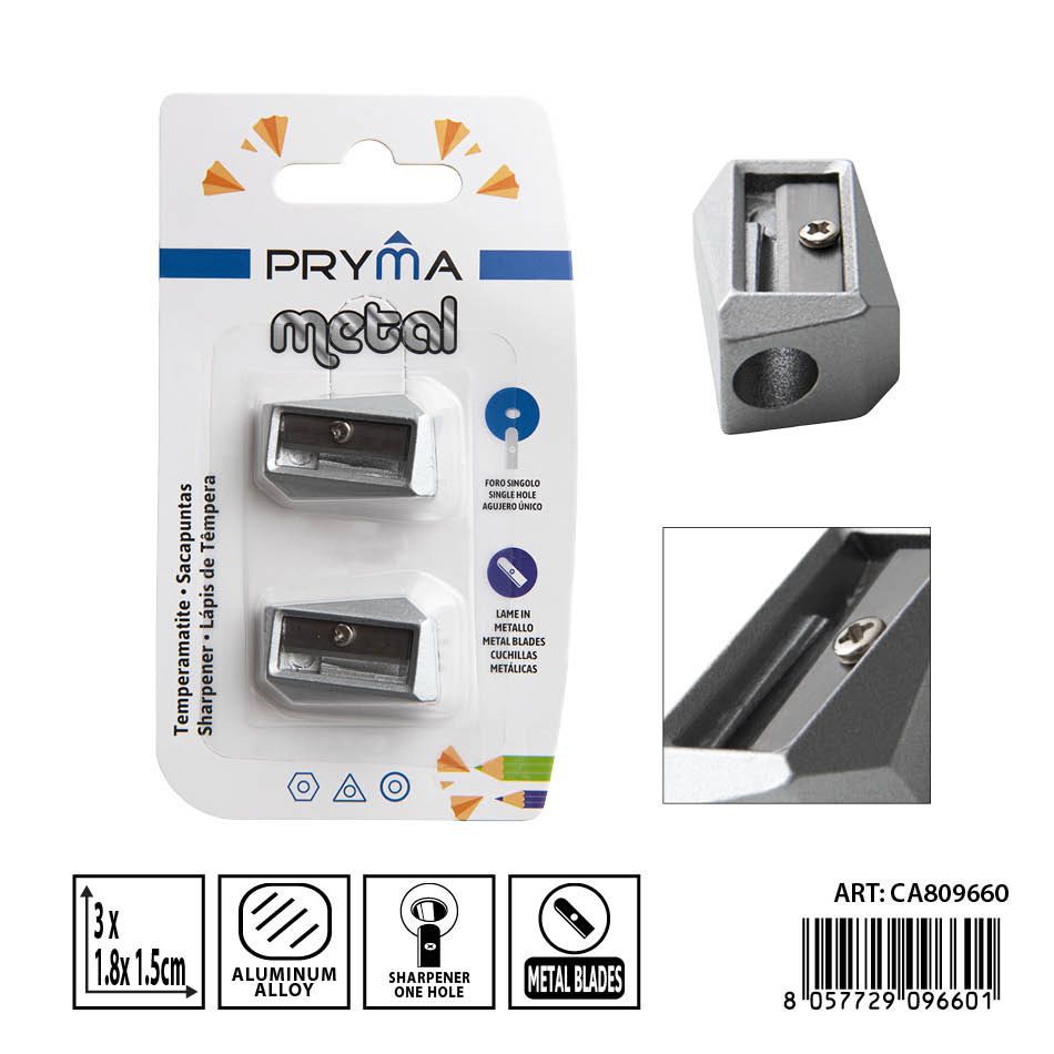Sacapuntas de aluminio de un solo agujero 3x1.8x1.5 cm - Accesorios de papelería