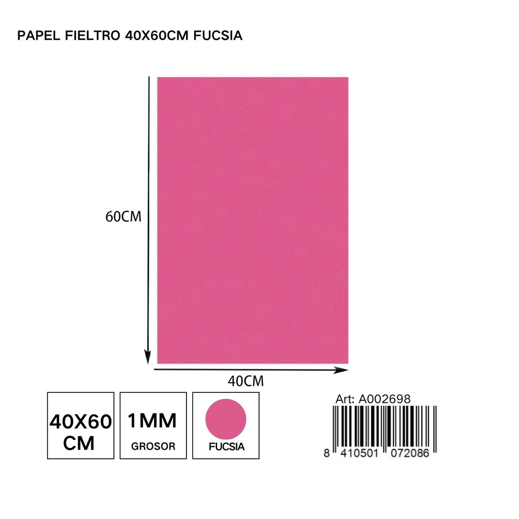 Papel fieltro fucsia 40x60 cm - Materiales de manualidades