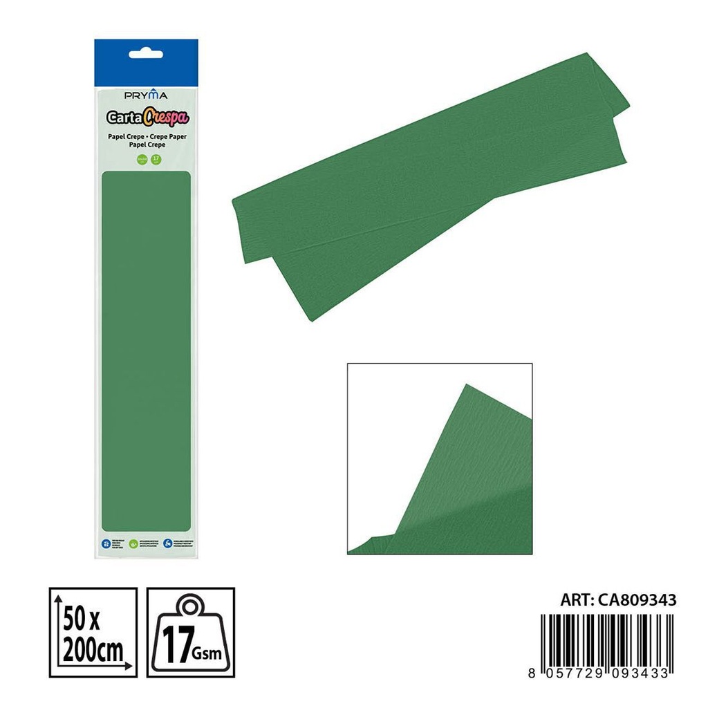 Papel crepe verde oscuro 50x200cm - Materiales de manualidades y papelería