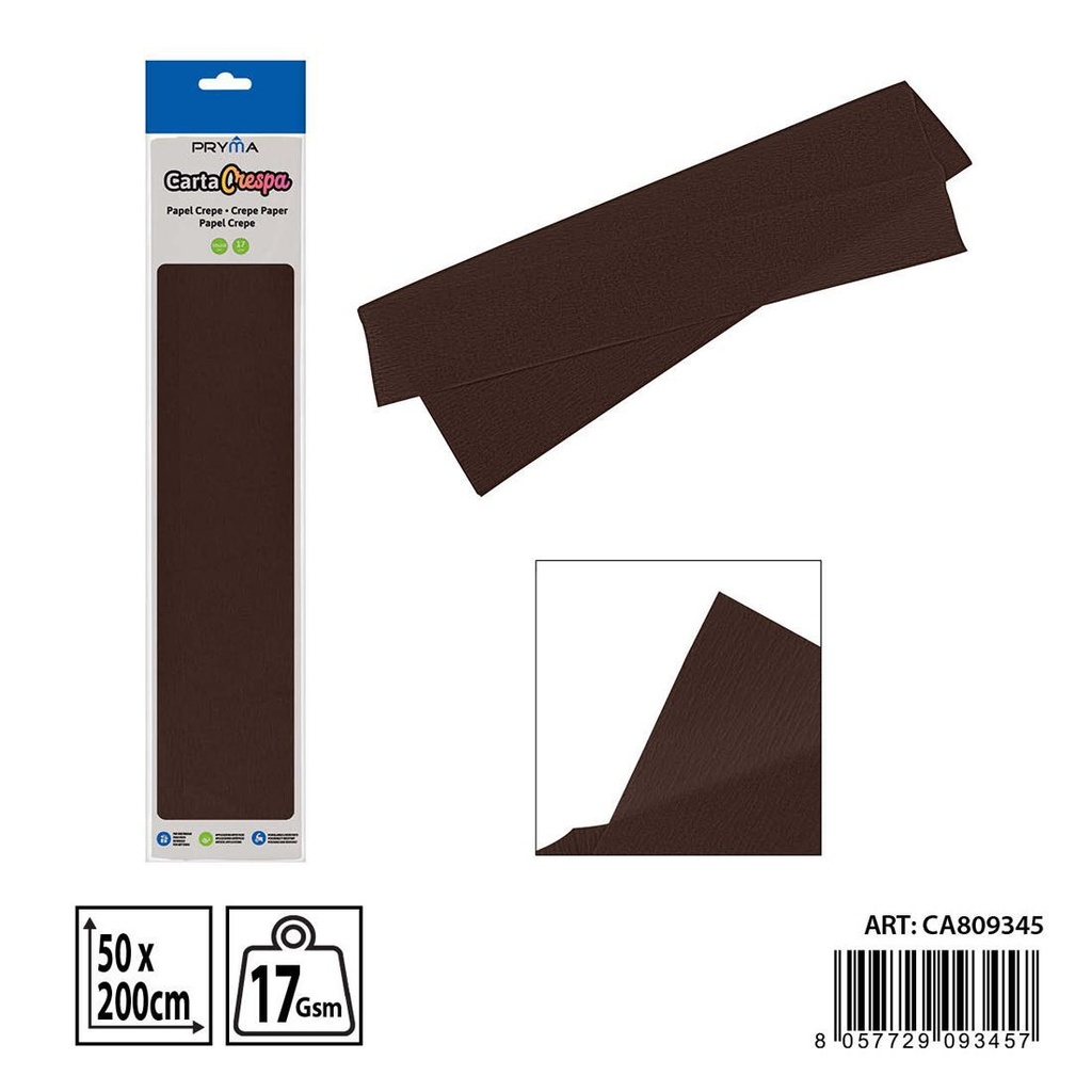 Papel crepe marrón oscuro 50x200cm - Materiales de manualidades y papelería