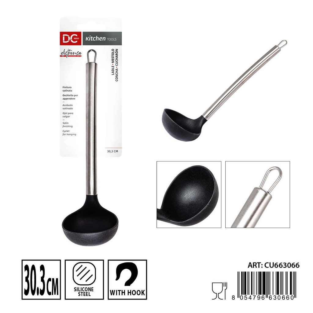 Cucharón de silicona/acero 30.3x8.5cm - Utensilios de cocina versátiles