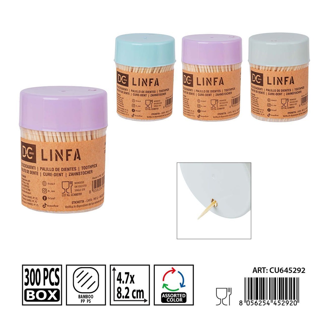 Palillos de dientes de bambú 300pz 4.7x8.2cm - Accesorios y utensilios de mesa