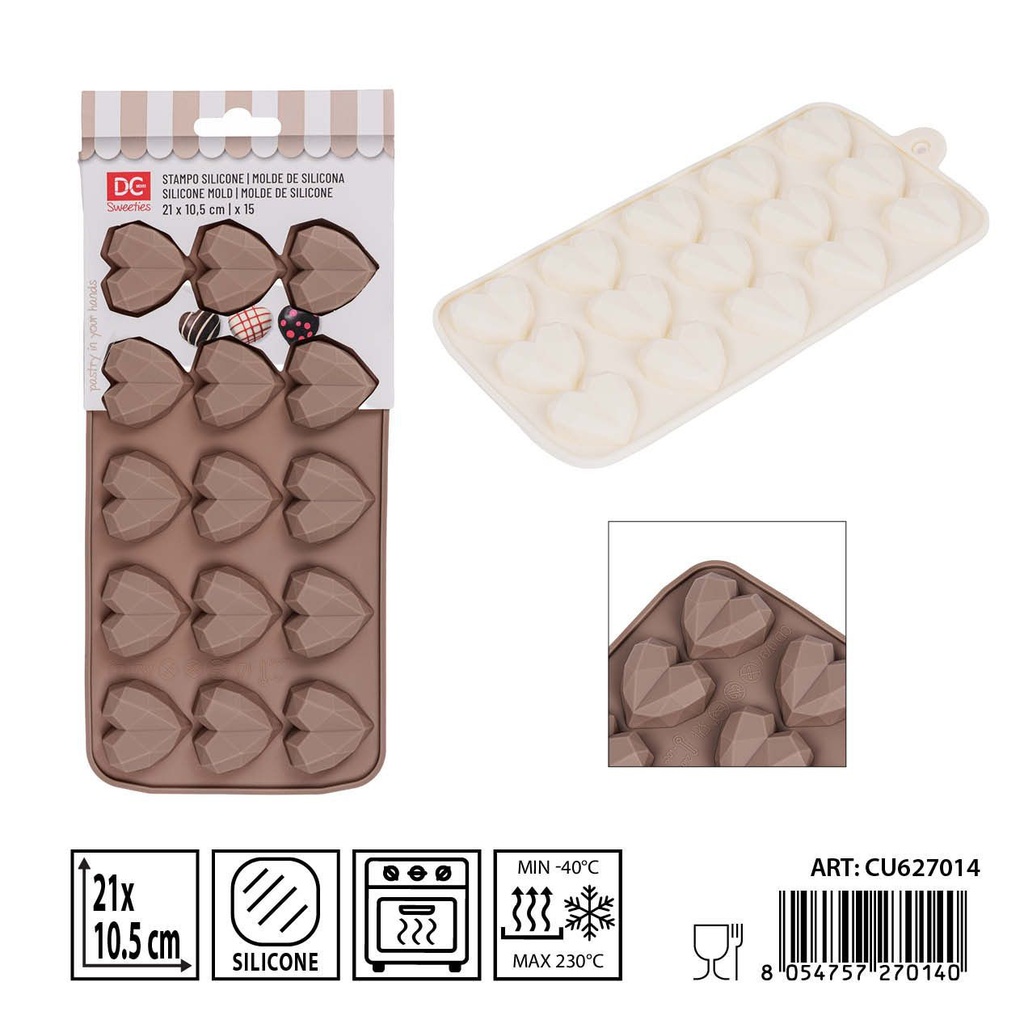 Molde de silicona corazones 21x10.5 cm - Utensilios de cocina y repostería