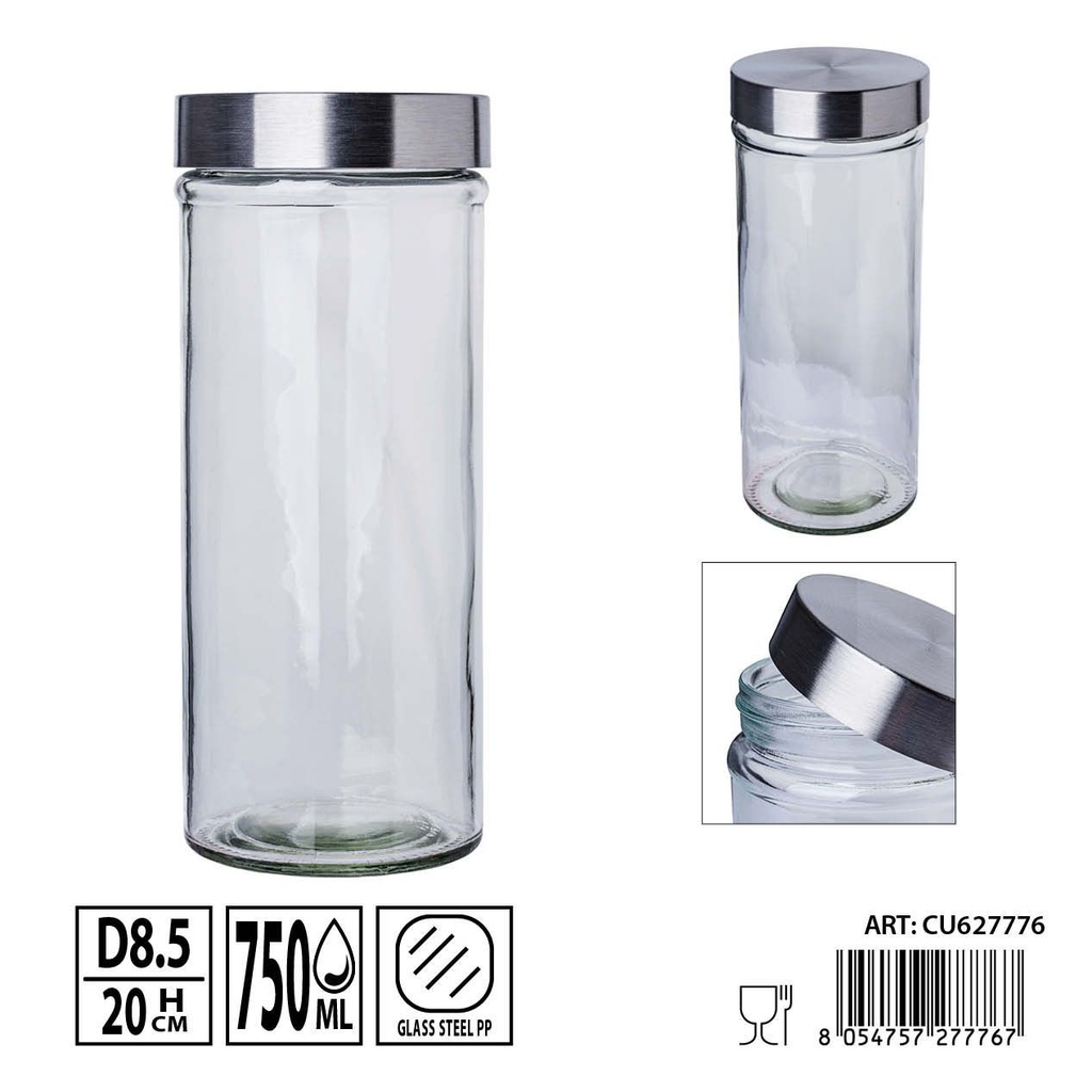 Bote de vidrio con tapa 750ml - Envases de almacenamiento y tarros decorativos