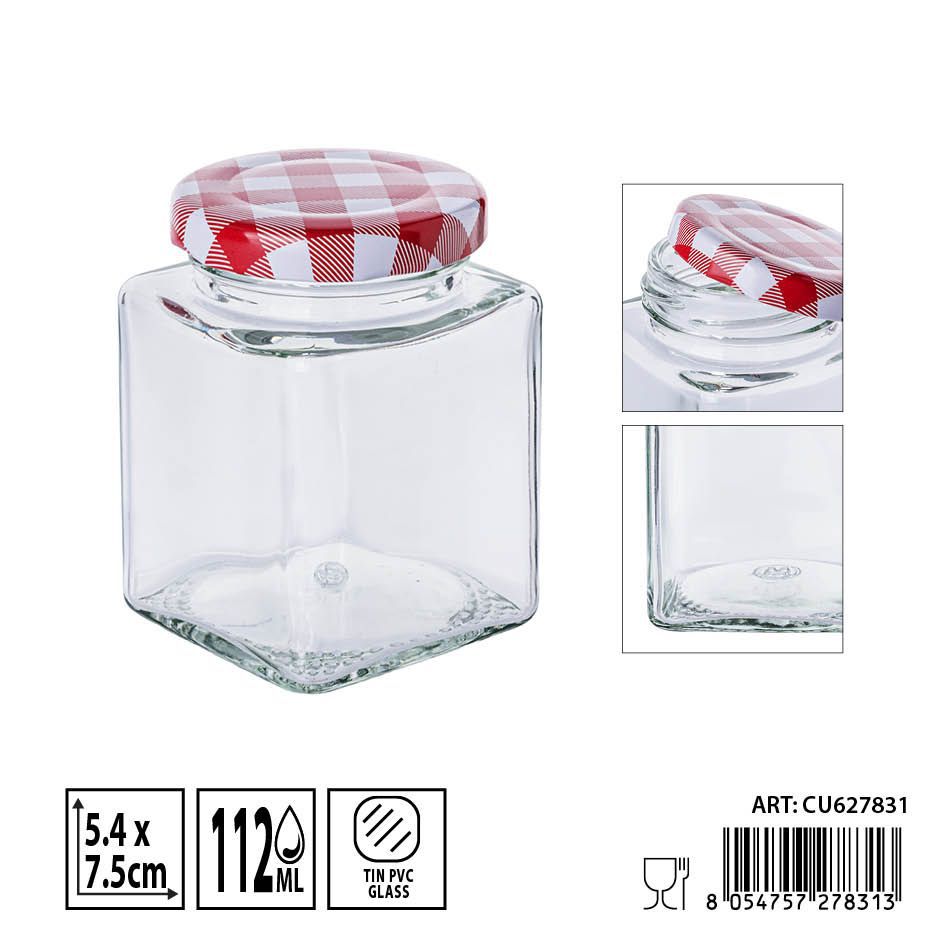 Bote de vidrio con tapa 112ml - Envases de almacenamiento y especieros