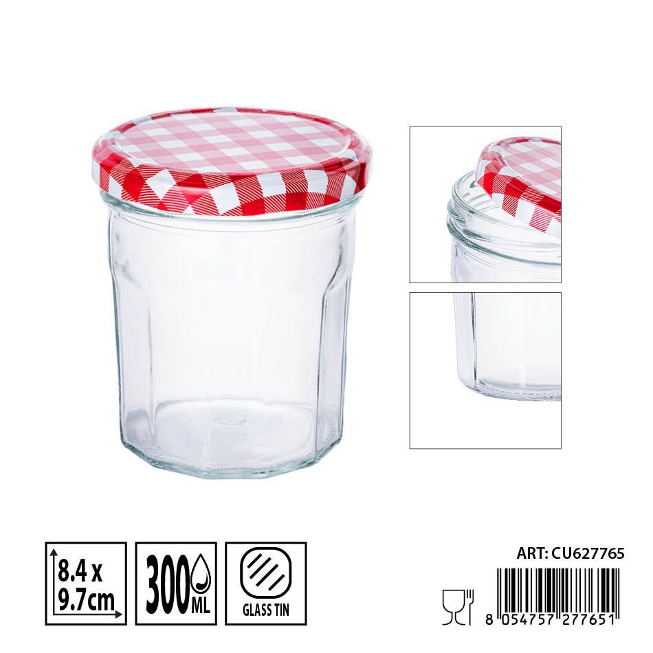 Tarro de vidrio con tapa 300ml - Envases de almacenamiento y organización