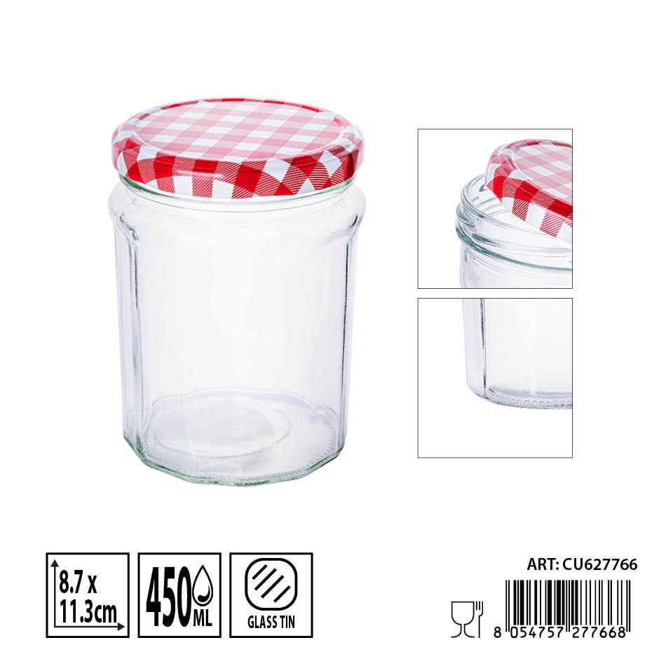 Tarro de vidrio con tapa 450ml - Envases de almacenamiento y organización