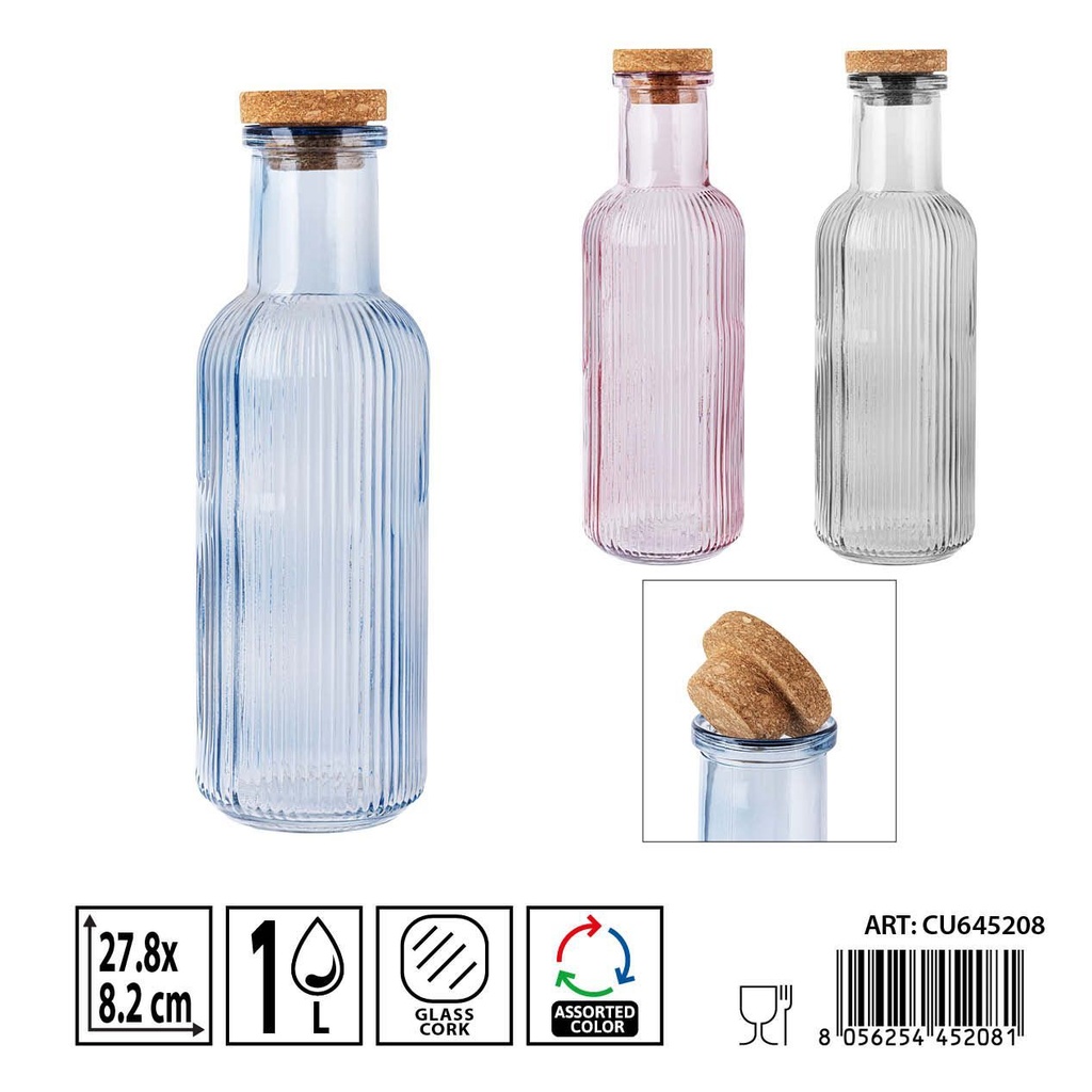 Botella de cristal de color 1L - Botellas decorativas y funcionales