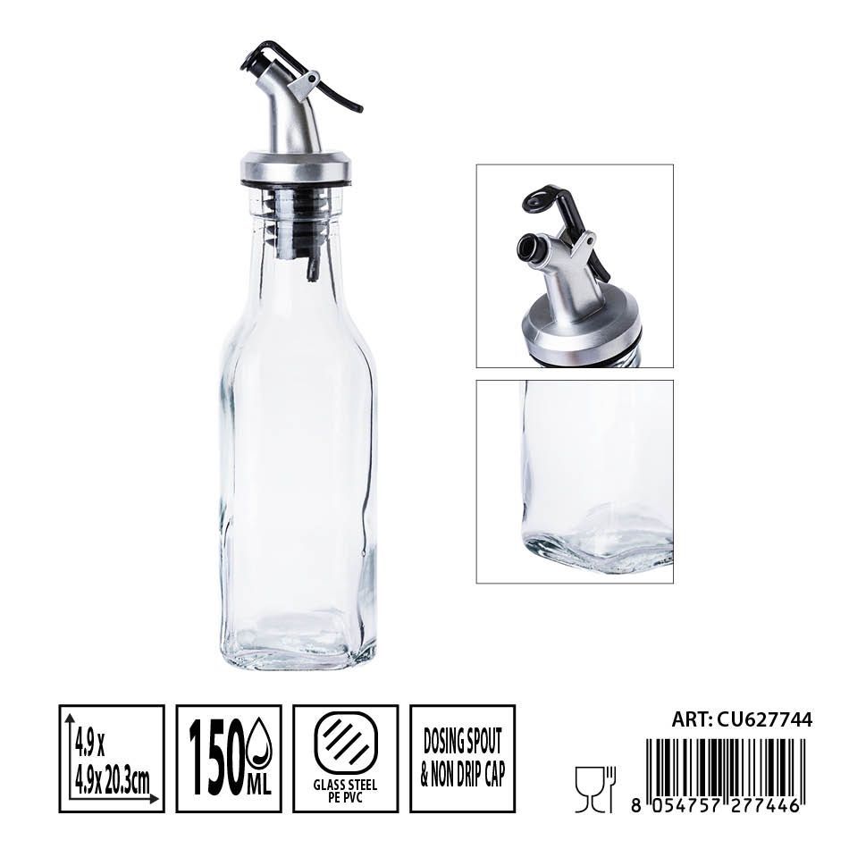 Aceitero de cristal con tapón 150ml - Envases para aceites y salsas