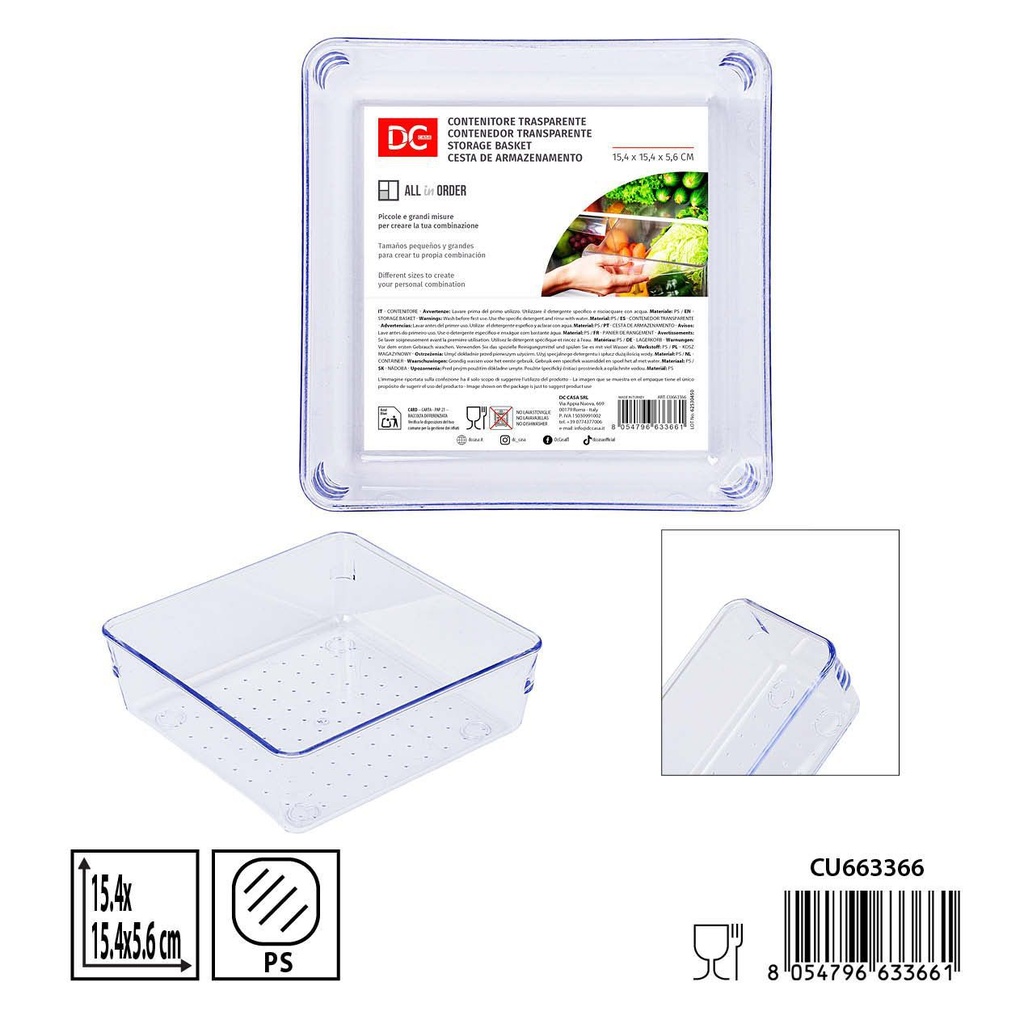 Cesta de almacenamiento de plástico 5.4x15.4x5.6 cm - Organización y almacenamiento