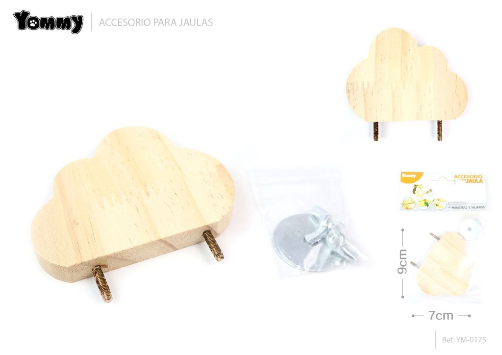 Plataforma de forrajeo con forma de nube para pájaros 9x7 cm - Diseño divertido para mascotas