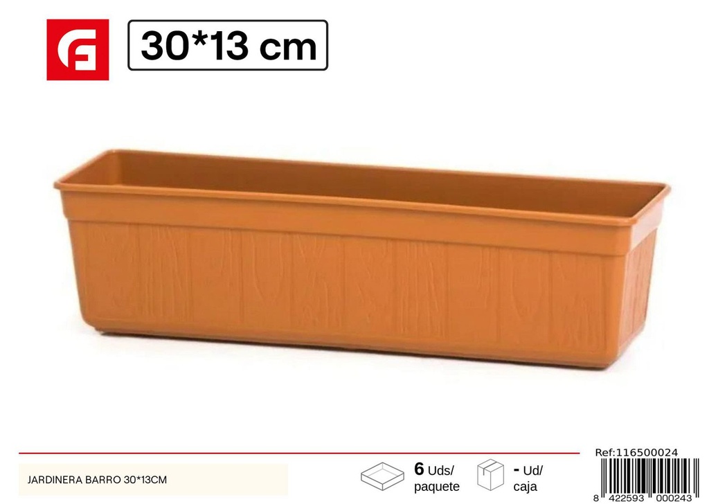 Jardinera de barro de 30*13 cm - Utlización en jardinería y decoración de exteriores