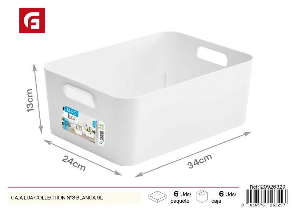 Caja Lua Collection Nº3 blanca 9L - Plásticos del hogar y organizadores
