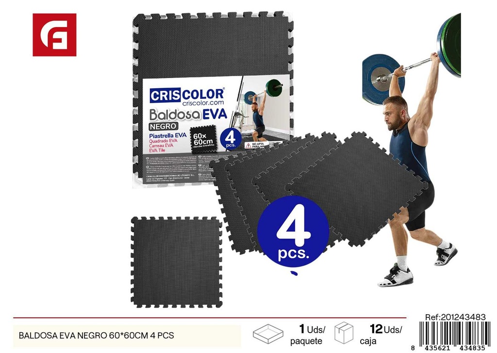Baldosa EVA negra 60*60 cm 4 piezas - Juguetes y puzzle