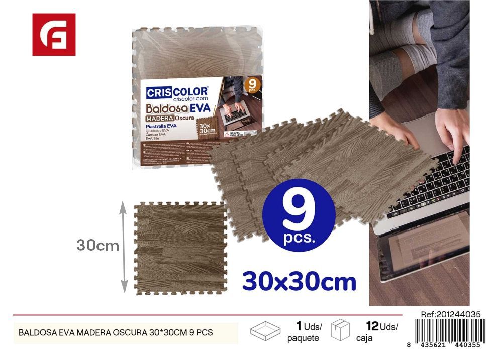 Baldosa EVA madera oscura 30*30 cm 9 piezas - Juguetes y puzzle