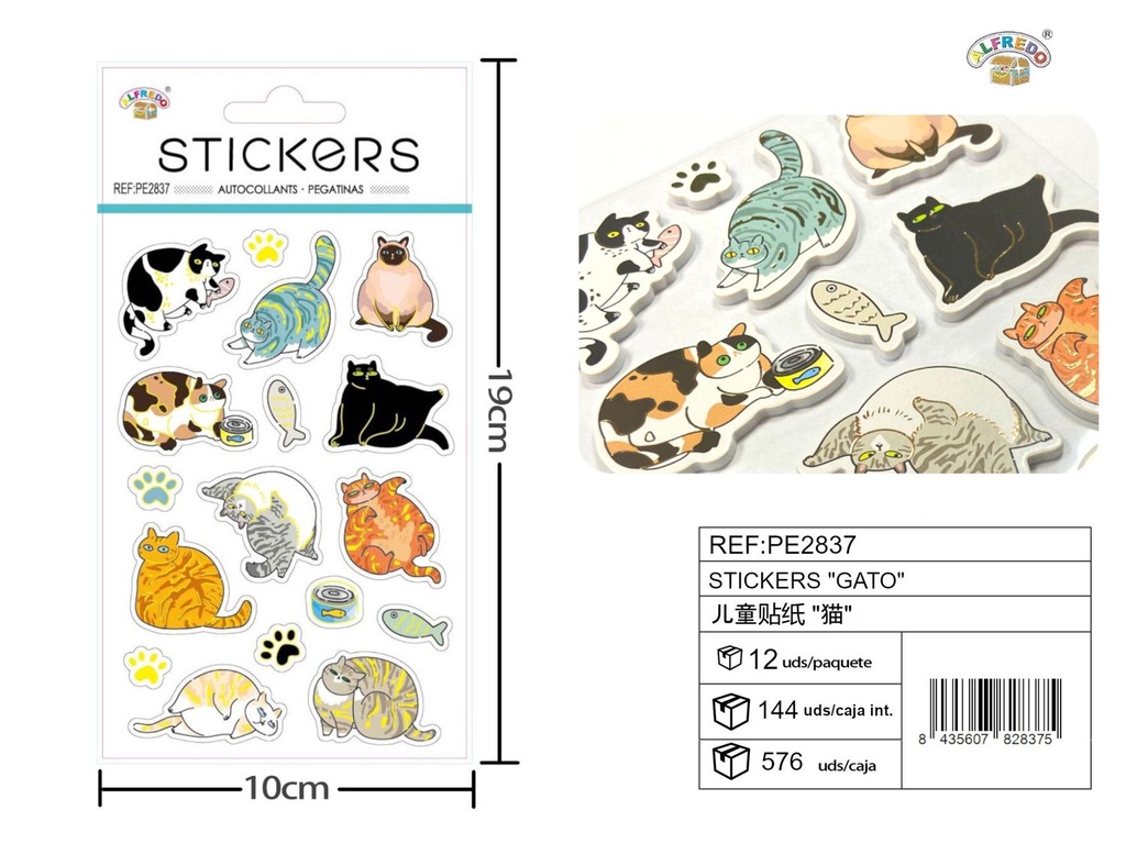 Stickes "Gato" 10x19 cm - Decoración y manualidades