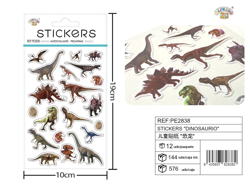 Stickes "Dinosaurio" 10x19 cm - Decoración y manualidades
