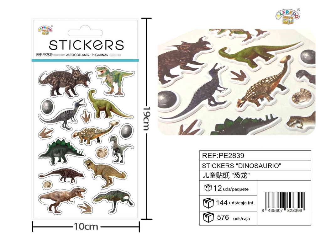 Stickes "Dinosaurio" 10x19 cm - Decoración y manualidades