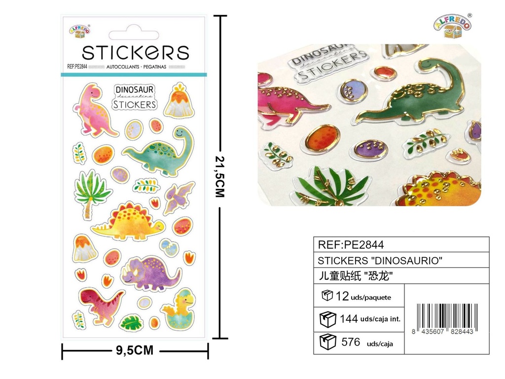 Stickes "Dinosaurio" 9.5x21.5 cm - Decoración y manualidades