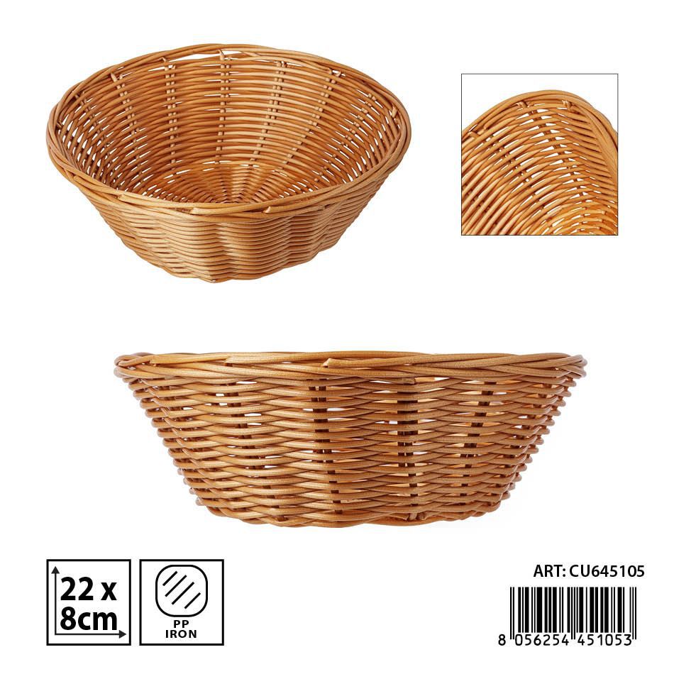 Cesta redonda de plástico 22x8cm - Utensilios de cocina y almacenamiento