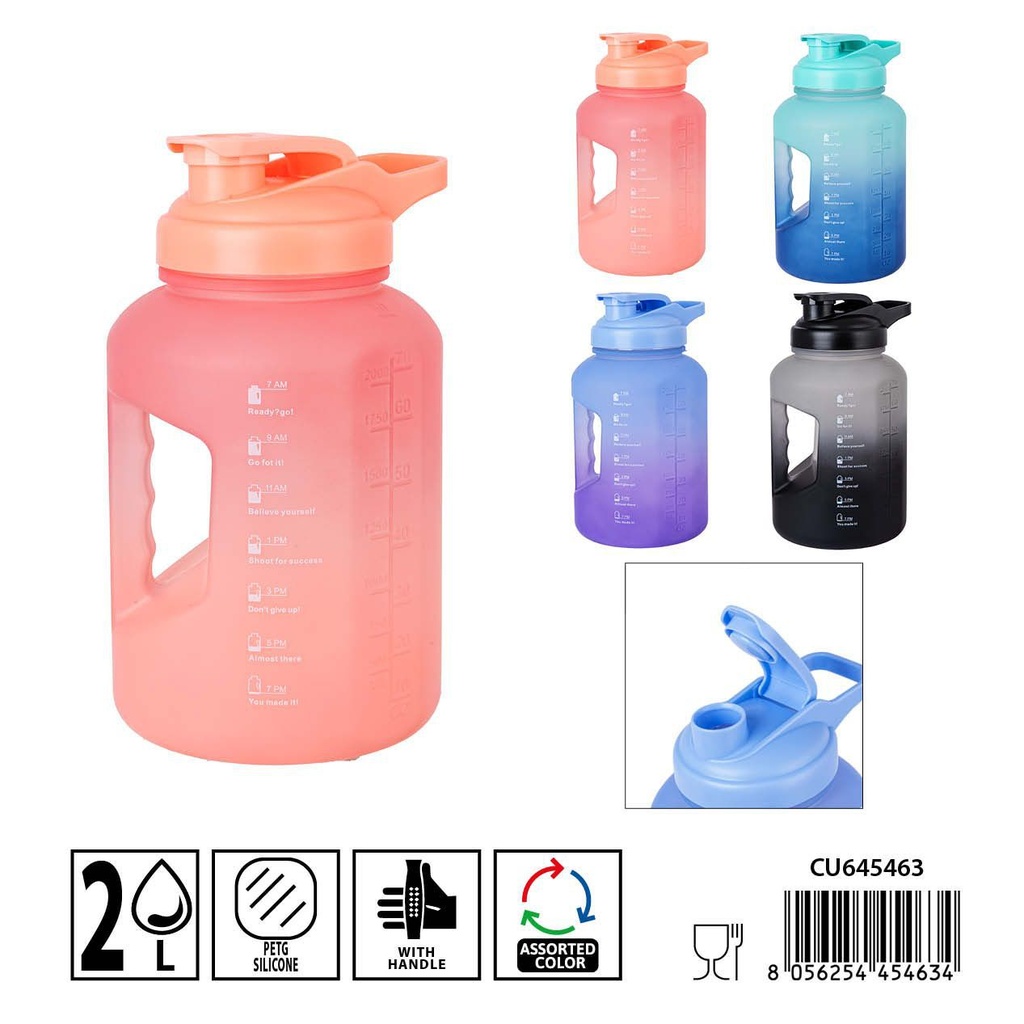Botella de agua de plástico 14.5x26 cm 2L - Botellas y utensilios de agua