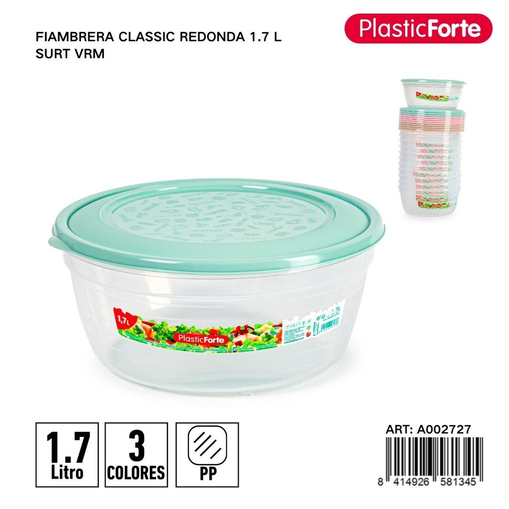 Fiambreera clásica redonda 1,7 L surtido - Envase para comidas y almacenamiento