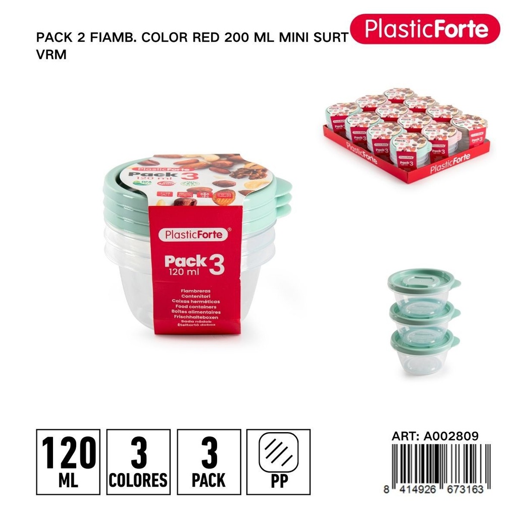 Pack de 2 fiambre mini color rojo 200 ml - Pequeños recipientes para aperitivos