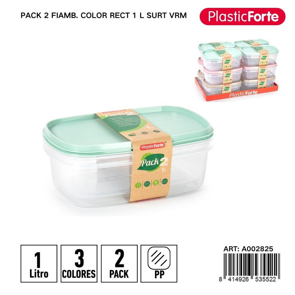 Pack 2 fiambres color rect 1L - Utensilios de cocina