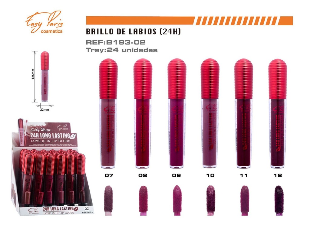 Líquido labial 24h de larga duración - Brillo labial mate